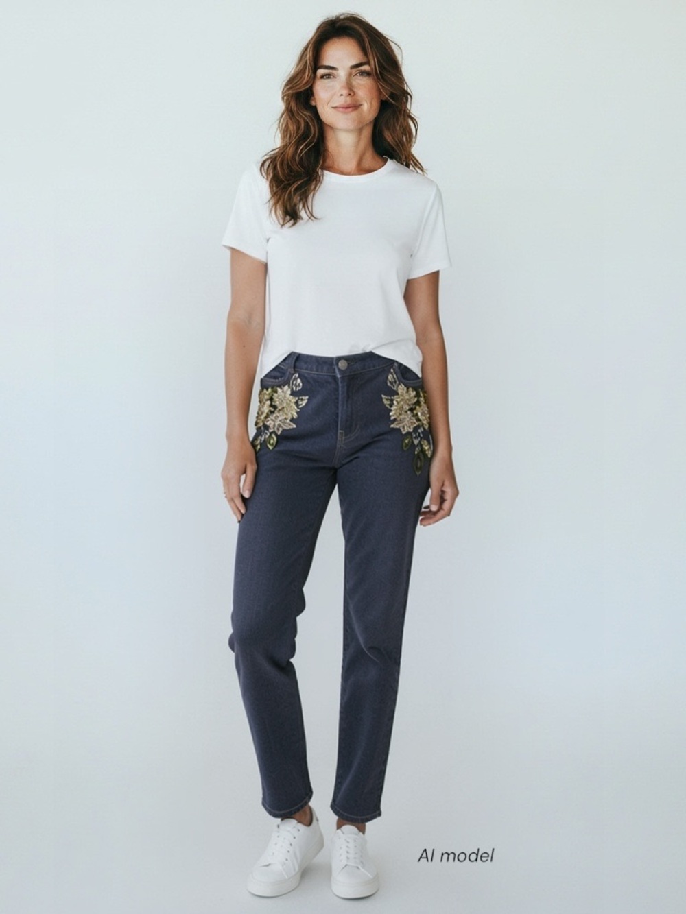 Escada Jeans Womens 34 Blue Dark Wash Denim Gold Embellished Bejeweled RARE Mint